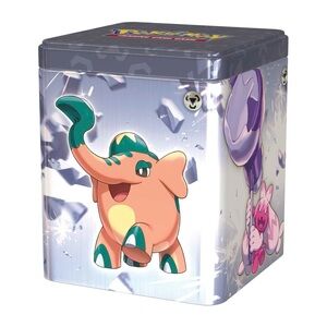 Pokemon stacking Tin (metal type) with 250 card bundle